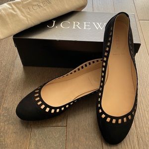Beautiful JCrew black suede flats in EUC